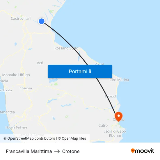 Francavilla Marittima to Crotone map