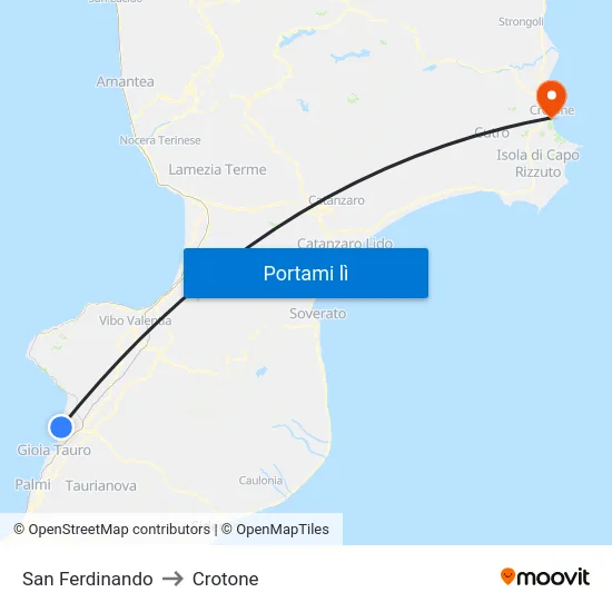 San Ferdinando to Crotone map