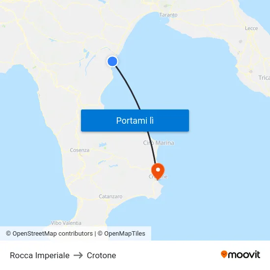 Rocca Imperiale to Crotone map