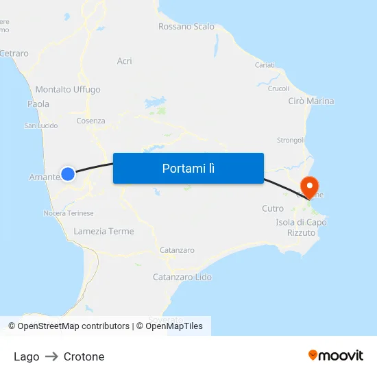 Lago to Crotone map