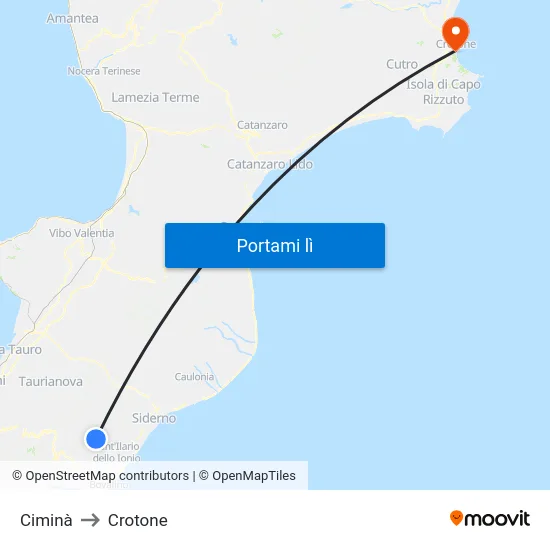 Ciminà to Crotone map