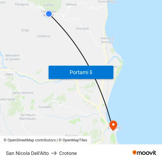 San Nicola Dell'Alto to Crotone map