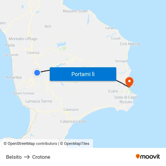 Belsito to Crotone map