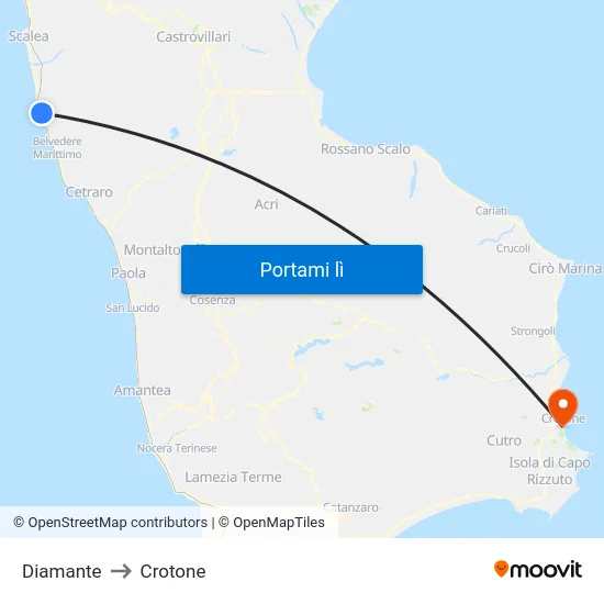 Diamante to Crotone map
