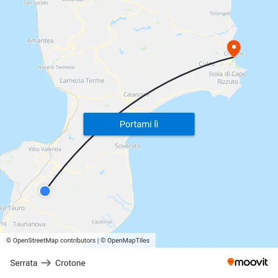 Serrata to Crotone map