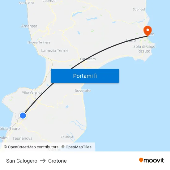 San Calogero to Crotone map