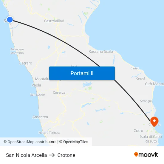 San Nicola Arcella to Crotone map