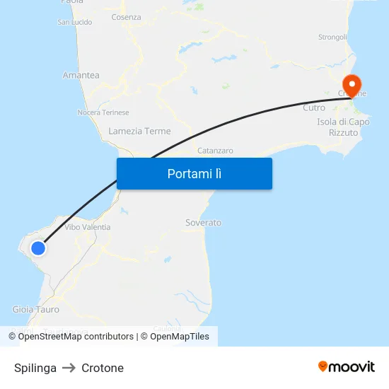 Spilinga to Crotone map