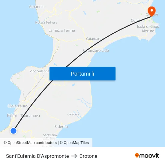 Sant'Eufemia D'Aspromonte to Crotone map