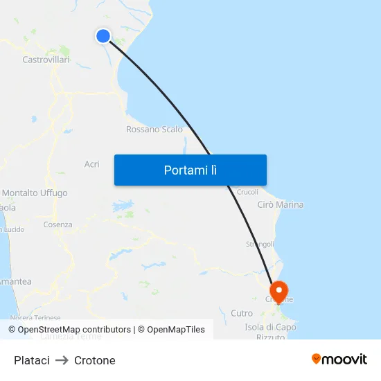 Plataci to Crotone map