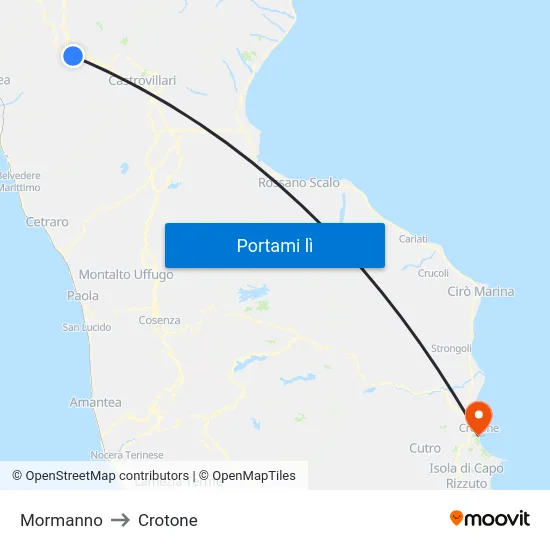 Mormanno to Crotone map
