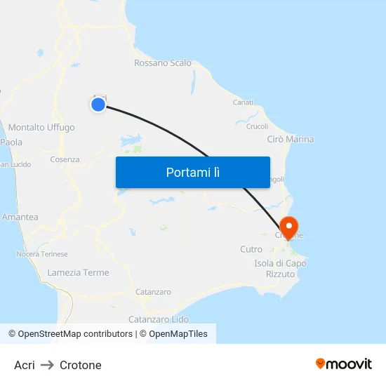 Acri to Crotone map
