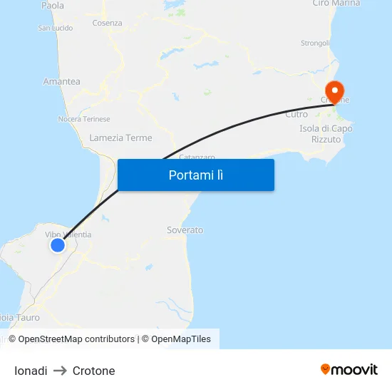 Ionadi to Crotone map