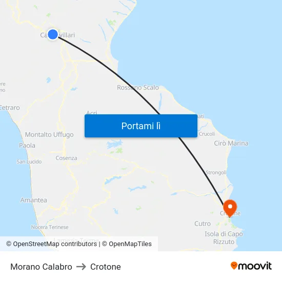 Morano Calabro to Crotone map