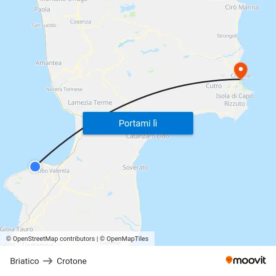 Briatico to Crotone map