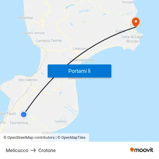 Melicucco to Crotone map