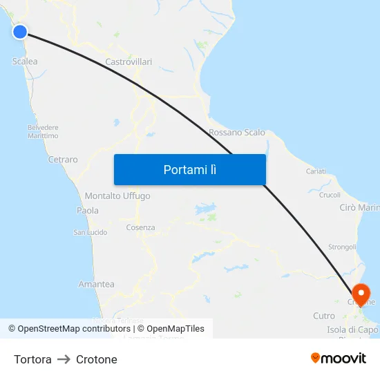 Tortora to Crotone map