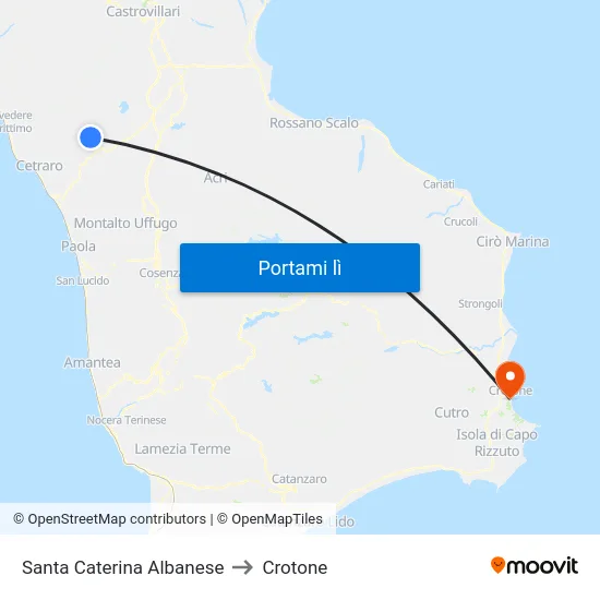 Santa Caterina Albanese to Crotone map