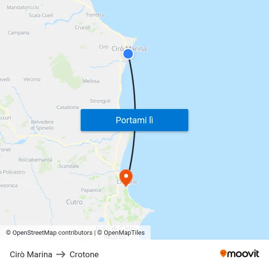 Cirò Marina to Crotone map