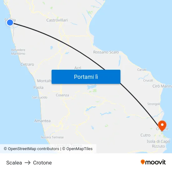 Scalea to Crotone map