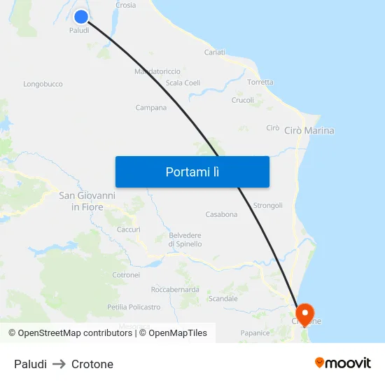 Paludi to Crotone map
