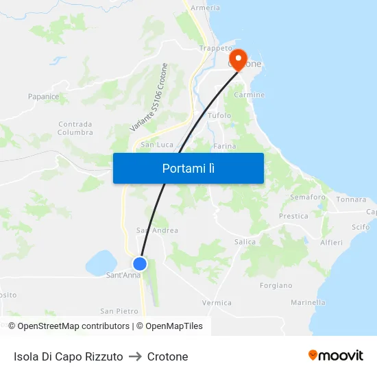 Isola Di Capo Rizzuto to Crotone map