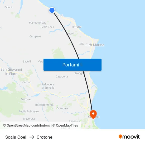 Scala Coeli to Crotone map