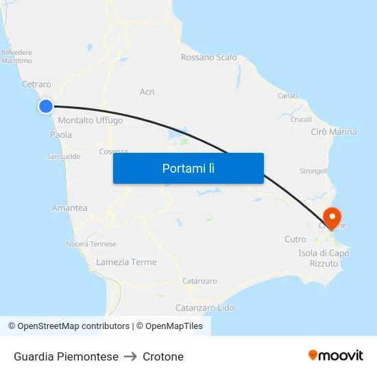 Guardia Piemontese to Crotone map