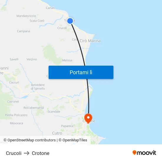 Crucoli to Crotone map