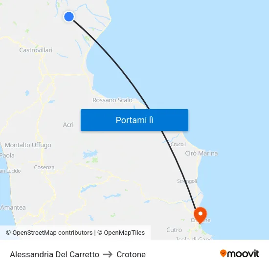 Alessandria Del Carretto to Crotone map