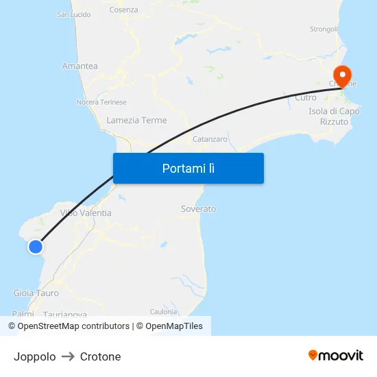 Joppolo to Crotone map