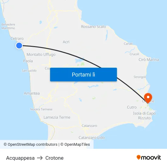 Acquappesa to Crotone map