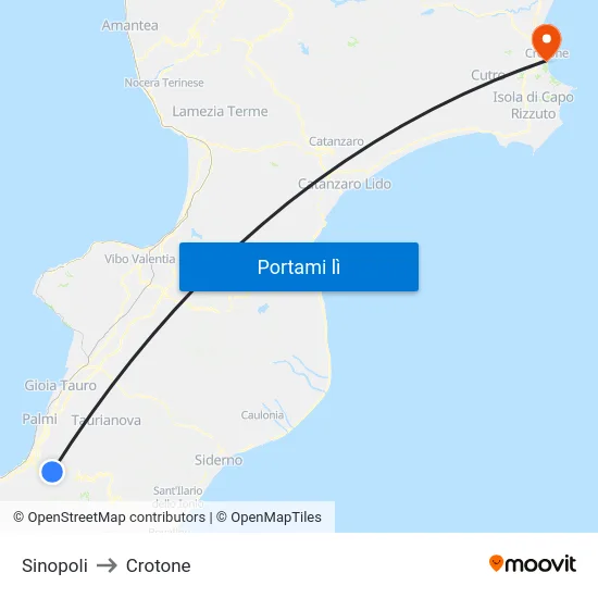Sinopoli to Crotone map