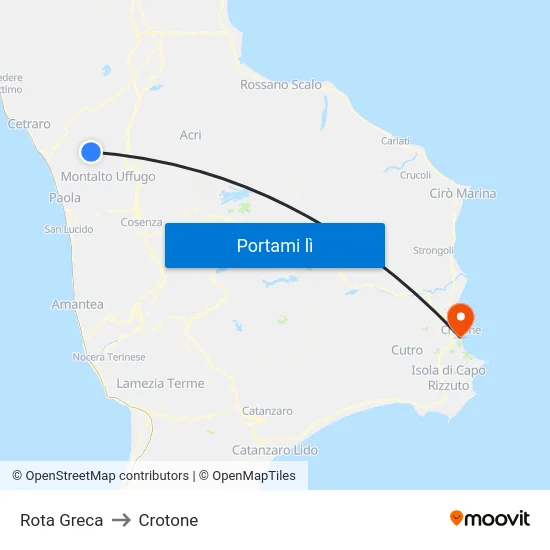 Rota Greca to Crotone map