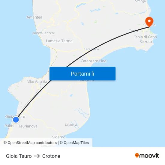 Gioia Tauro to Crotone map