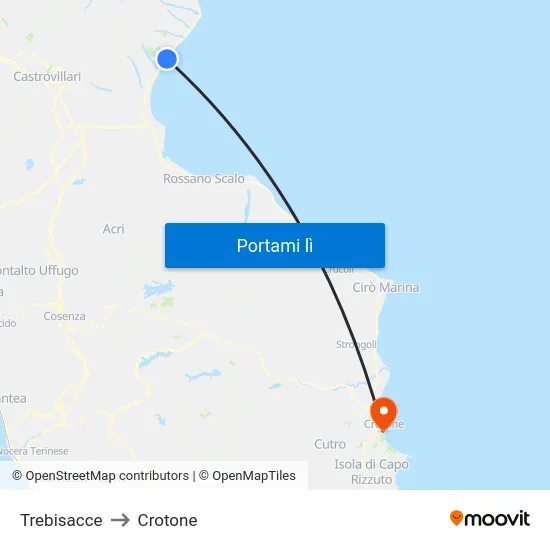 Trebisacce to Crotone map