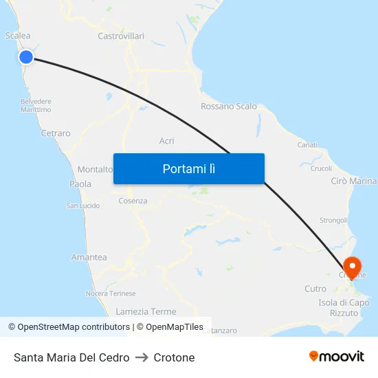 Santa Maria Del Cedro to Crotone map