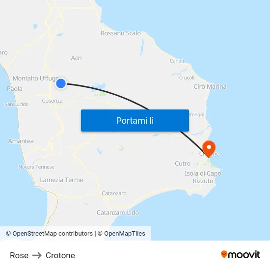 Rose to Crotone map