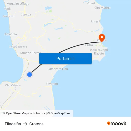 Filadelfia to Crotone map