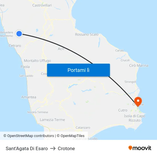 Sant'Agata Di Esaro to Crotone map