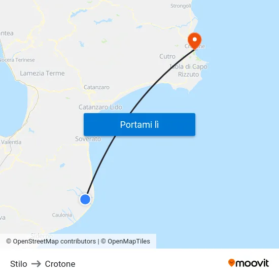 Stilo to Crotone map