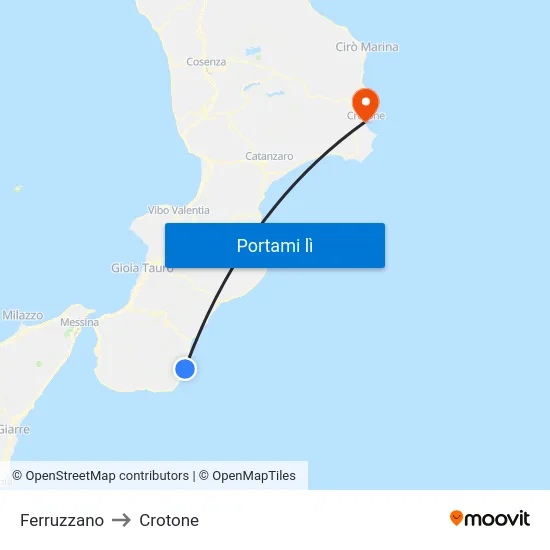 Ferruzzano to Crotone map