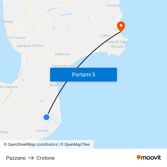 Pazzano to Crotone map
