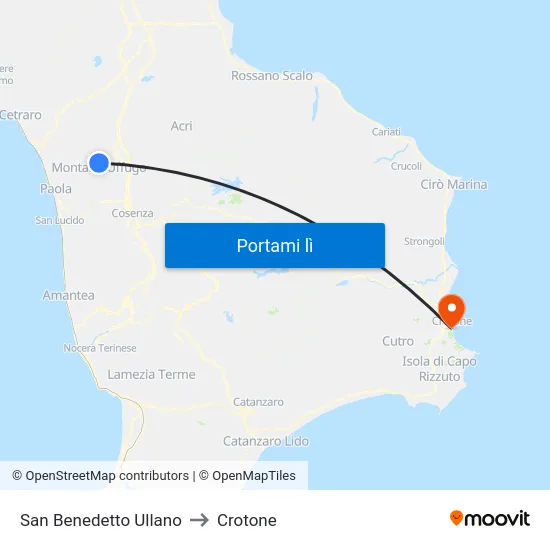San Benedetto Ullano to Crotone map
