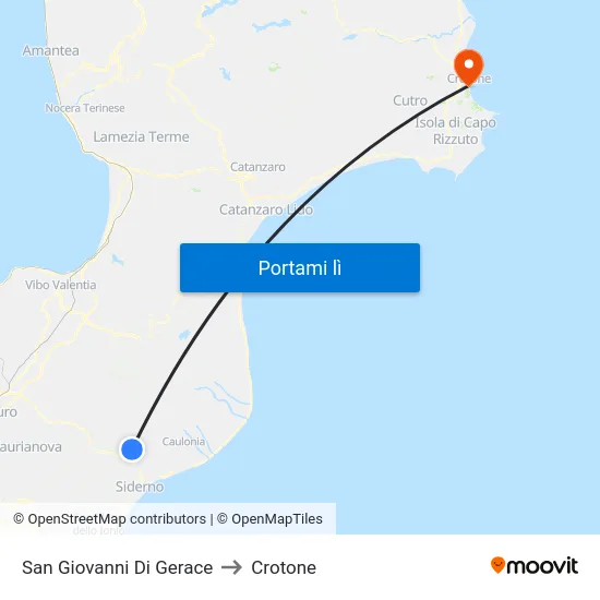 San Giovanni Di Gerace to Crotone map