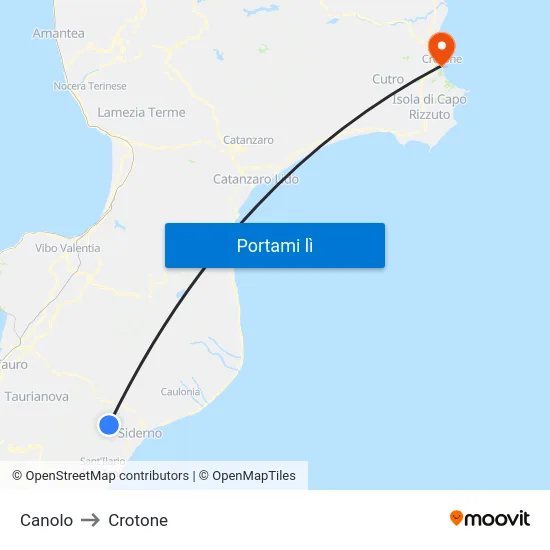 Canolo to Crotone map