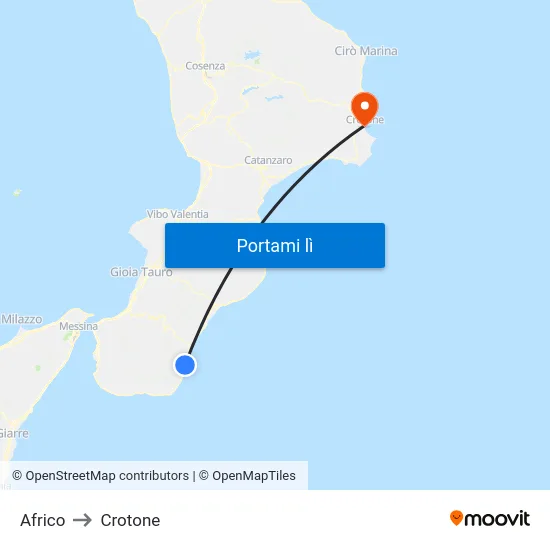 Africo to Crotone map