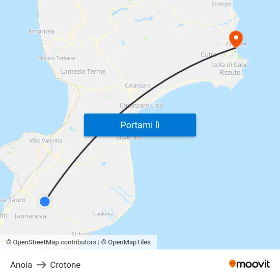 Anoia to Crotone map