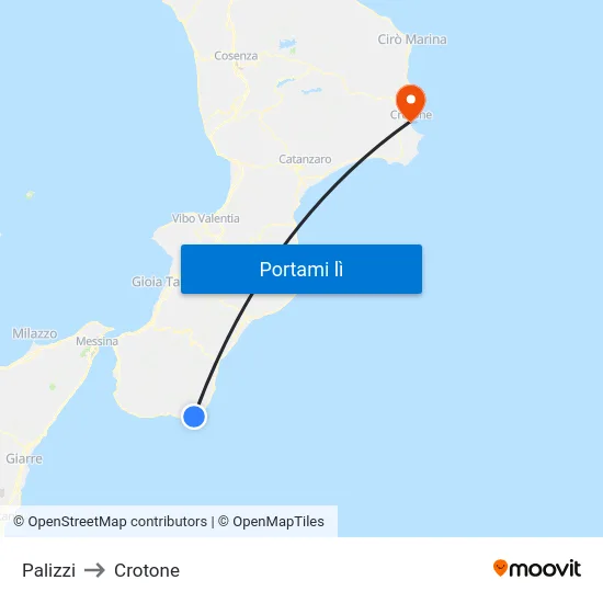 Palizzi to Crotone map