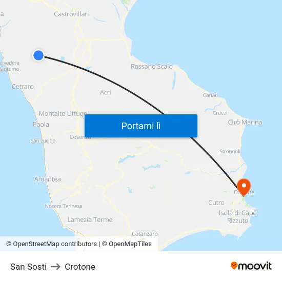 San Sosti to Crotone map